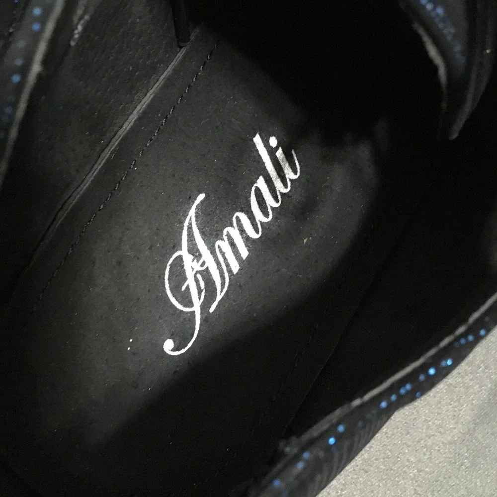 Amali Men's‎ Shoes Royal Blue Pin Stripe Look With Black Laces Size 10.5 Dance